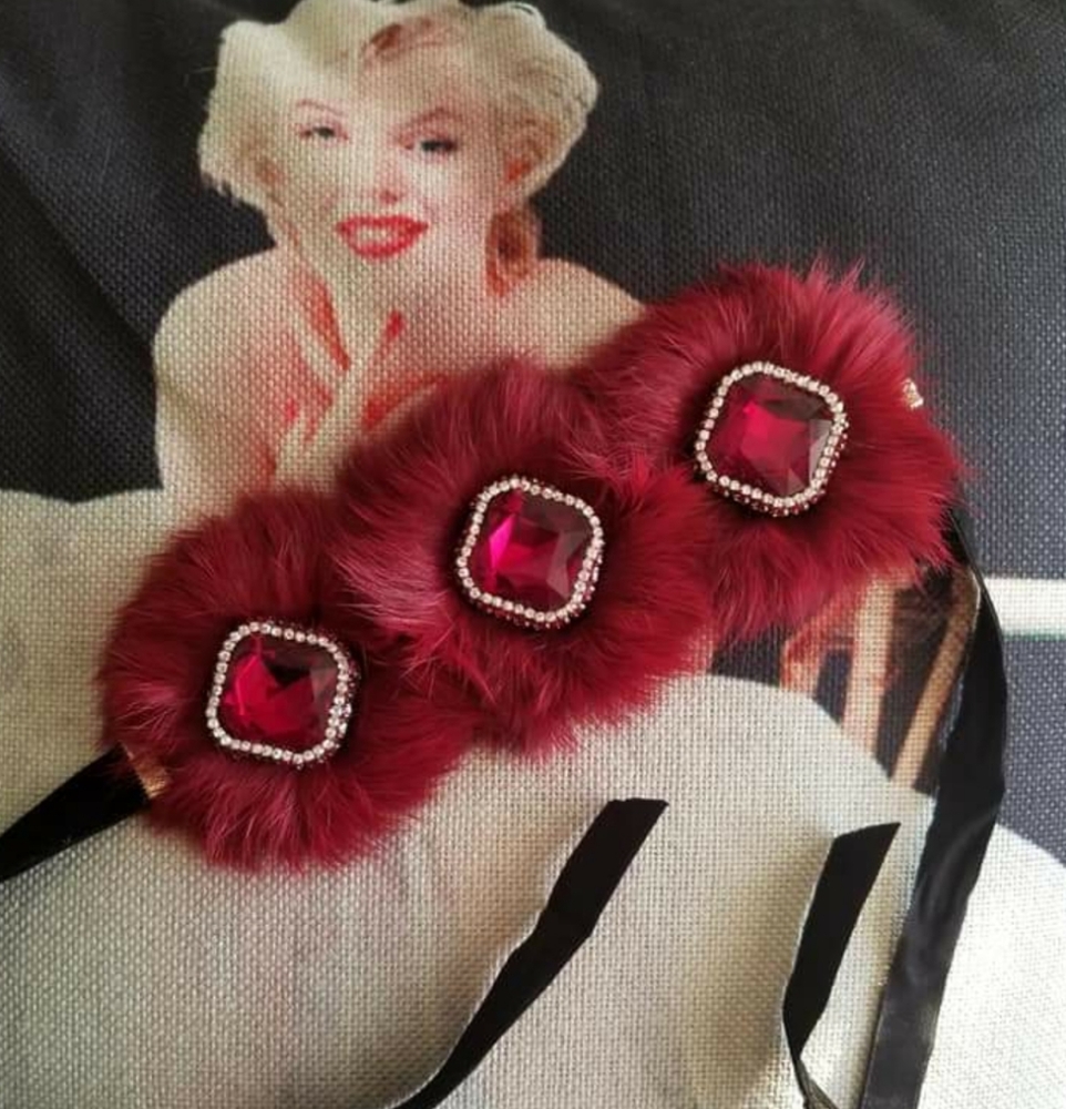 Ruby Stones and Black Choker Necklace